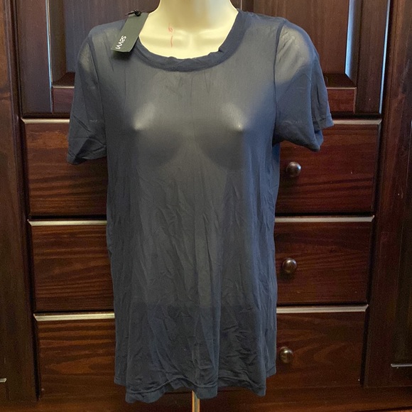 NWT SAVVI MD Navy Blue Mesh SALT Short Sleeve Shirt - Picture 8 of 15